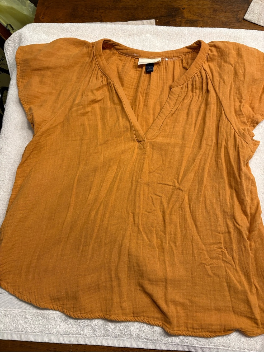 Universal Thread Gauze Top - Rust Orange Medium
